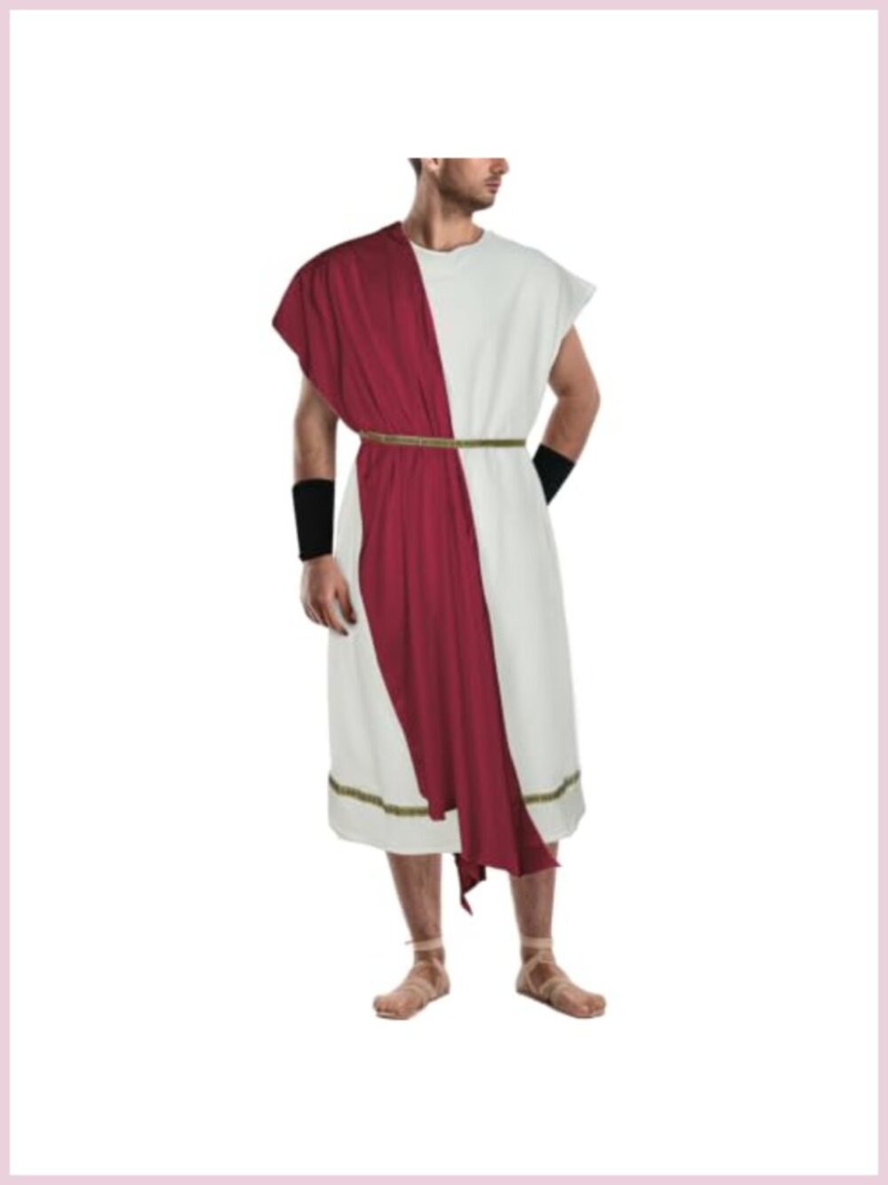 Men's Toga Greek God Costume 4 Piece Set Roman Halloween Cosplay